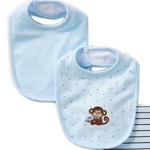 Little Me Blue Baby Bibs With Monkey
